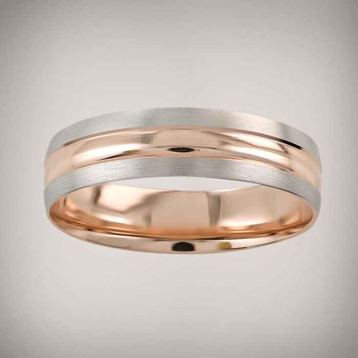 22040022 ARGOLLA ORO BLANCO Y ROSA 14K 6mm MACIZA